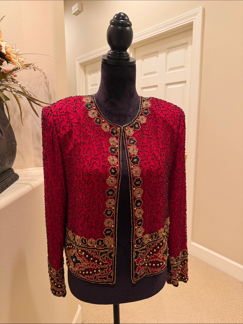 Vintage Lawrence Kazar New York Beaded Silk Jacket‎ size M